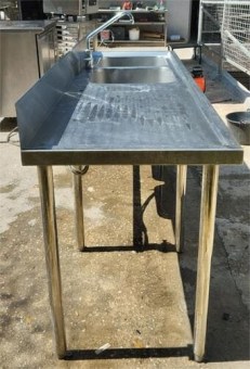 Λάντζα Ανοιχτή Ανοξείδωτη 200x70x86Cm Με 2 Γούρνες Μεταχειρισμένη